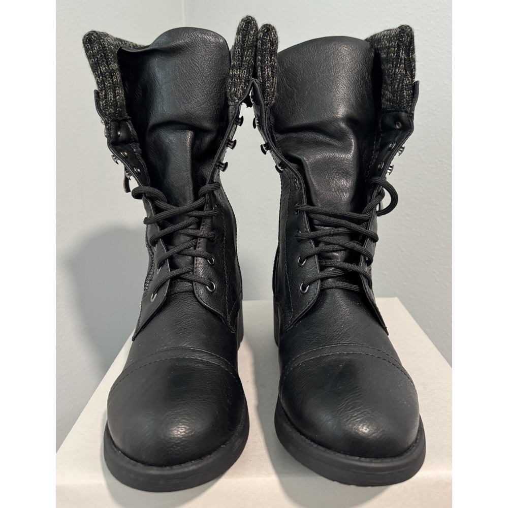 Dream Pairs Winter Lace Up Mid Calf Combat Riding Military Boots Womens 6.5 - Picture 4 of 9